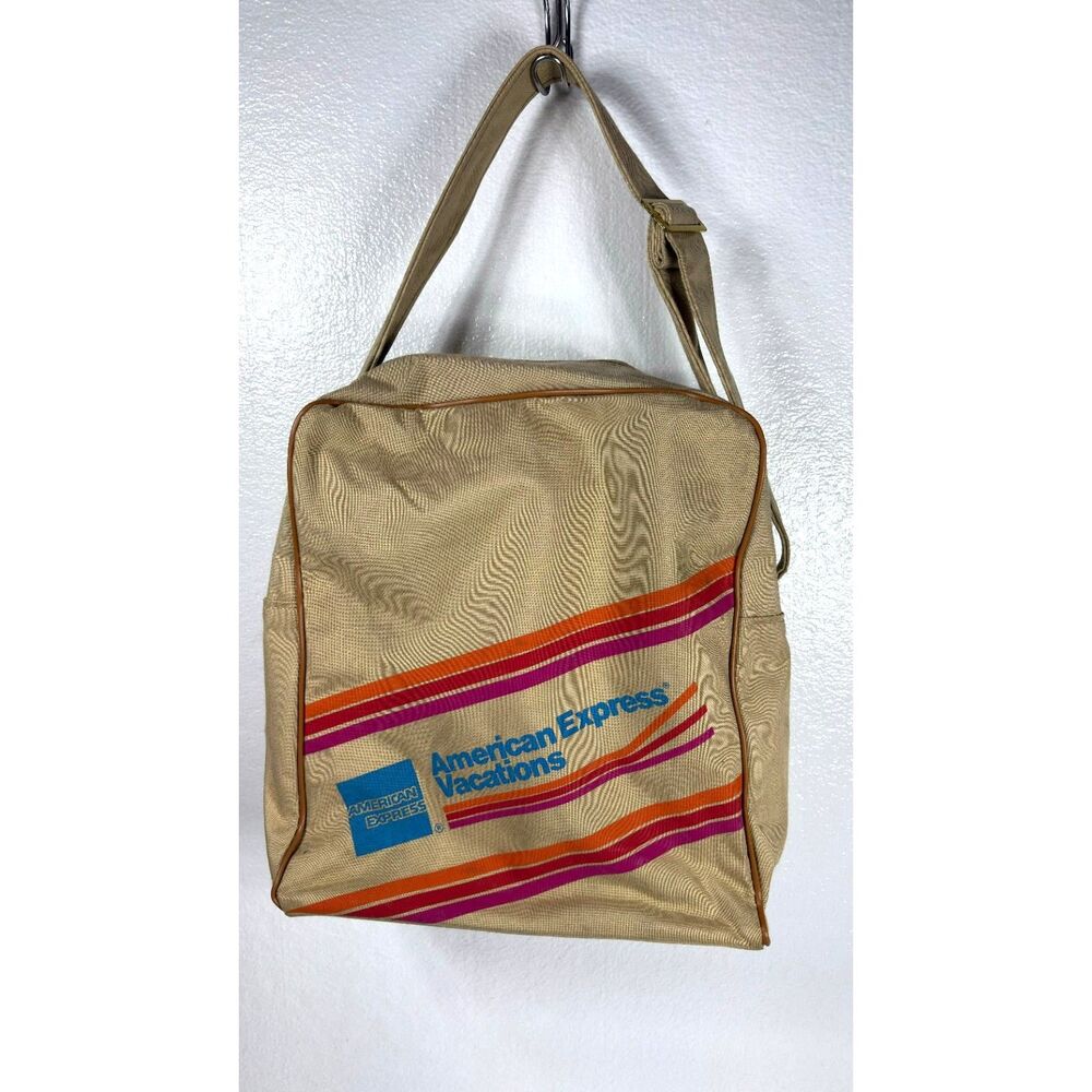 Vintage American Express Vacations Brown Travel Carry on Shoulder Bag